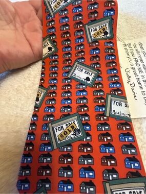🎁3 for $30 - Novelty Red Real Estate Necktie